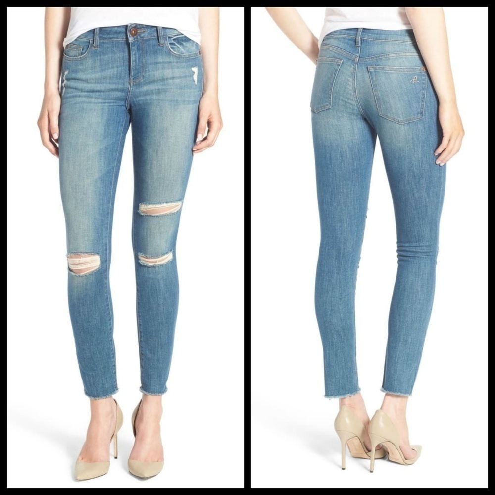 💕DL1961💕 Margaux Distresssed Instasculpt Frayed Hem Ankle Skinny Jeans Gibson